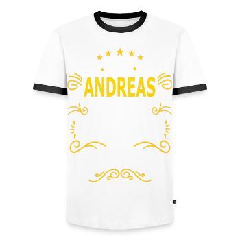 ANDREAS - Männer Kontrast-T-Shirt - Weiß/Schwarz - Vorne - AI Model Female 172 light (172cm) & AI Model Male 178 dark (178cm)