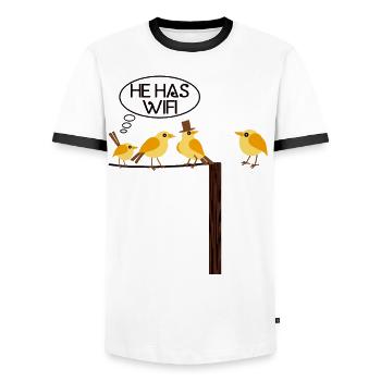 WLAN WIFI Vogel online Informatik - Männer Kontrast-T-Shirt - Weiß/Schwarz - Vorne - AI Model Female 172 light (172cm) & AI Model Male 178 dark (178cm)