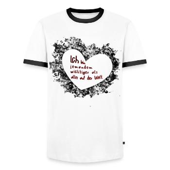romantische liebeserklärung - Männer Kontrast-T-Shirt - Weiß/Schwarz - Vorne - AI Model Female 172 light (172cm) & AI Model Male 178 dark (178cm)