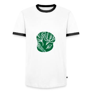 Plant Based Veggi Shirt - Männer Kontrast-T-Shirt - Weiß/Schwarz - Vorne - AI Model Female 172 light (172cm) & AI Model Male 178 dark (178cm)