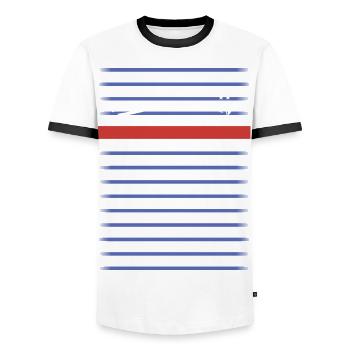 MAILLOT FRANCE AVEC LES BLEUS COQ LOGO SPORT - T-shirt contrasté Homme - blanc/noir - Devant - AI Model Female 172 light (172cm) & AI Model Male 178 dark (178cm)