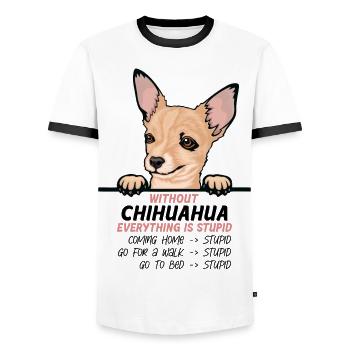 Ohne Chuhuahua ist alles doof - Männer Kontrast-T-Shirt - Weiß/Schwarz - Vorne - AI Model Female 172 light (172cm) & AI Model Male 178 dark (178cm)