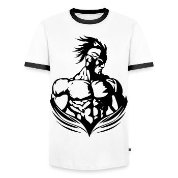 Gladiator Muscles Spartan Gym - T-shirt contrasté Homme - blanc/noir - Devant - AI Model Female 172 light (172cm) & AI Model Male 178 dark (178cm)