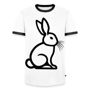 Osterhase Symbol Ostern - Männer Kontrast-T-Shirt - Weiß/Schwarz - Vorne - AI Model Female 172 light (172cm) & AI Model Male 178 dark (178cm)