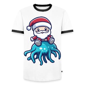 Jellyfish Santa Claus - Men's Ringer Shirt - white/black - Front - AI Model Female 172 light (172cm) & AI Model Male 178 dark (178cm)