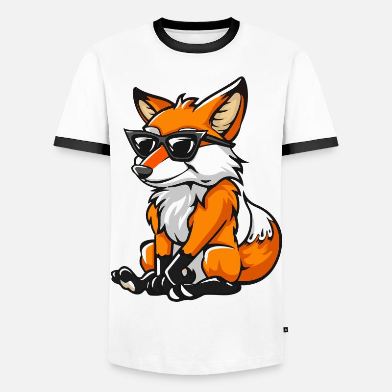 Fuchs Comic - Männer Kontrast-T-Shirt - Weiß/Schwarz