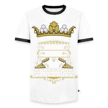 Maurer sind die Könige der Baustelle Gold - Männer Kontrast-T-Shirt - Weiß/Schwarz - Vorne - AI Model Female 172 light (172cm) & AI Model Male 178 dark (178cm)
