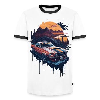 Voiture de sport classique - T-shirt contrasté Homme - blanc/noir - Devant - AI Model Female 172 light (172cm) & AI Model Male 178 dark (178cm)