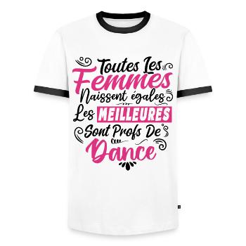 Prof Professeur Danse Métier Humour Cadeau - T-shirt contrasté Homme - blanc/noir - Devant - AI Model Female 172 light (172cm) & AI Model Male 178 dark (178cm)