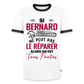 Si Bernard Ne Peut Pas Le Réparer On Est Foutus - T-shirt contrasté Homme - blanc/noir - Devant - AI Model Female 172 light (172cm) & AI Model Male 178 dark (178cm)