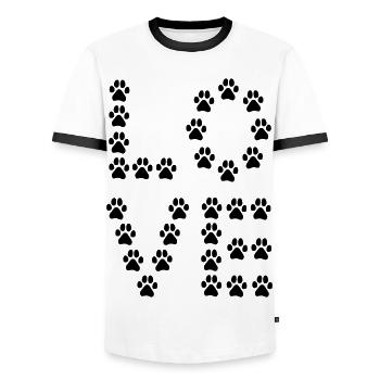 Paw Print Love – Minimal Dog & Pet Design - Männer Kontrast-T-Shirt - Weiß/Schwarz - Vorne - AI Model Female 172 light (172cm) & AI Model Male 178 dark (178cm)