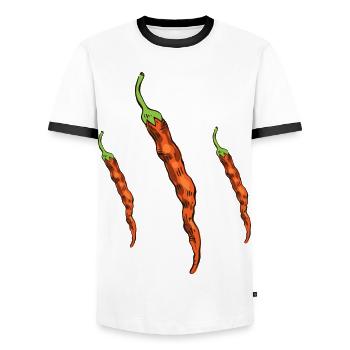 Chilischoten - Männer Kontrast-T-Shirt - Weiß/Schwarz - Vorne - AI Model Female 172 light (172cm) & AI Model Male 178 dark (178cm)