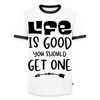 Dictons amusants - T-shirt contrasté Homme - blanc/noir - Devant - AI Model Female 172 light (172cm) & AI Model Male 178 dark (178cm)