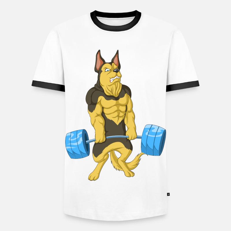 German Shepherd Weightlifting - Men's Ringer Shirt - white/black