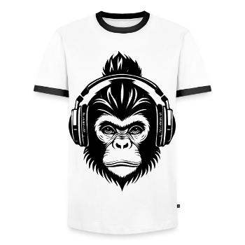 Chimpanzee Head Skate Street Sound Chemise - T-shirt contrasté Homme - blanc/noir - Devant - AI Model Female 172 light (172cm) & AI Model Male 178 dark (178cm)