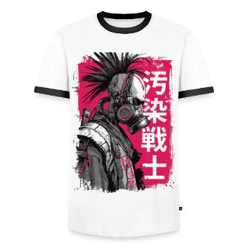 Punk warrior with characters - Men's Ringer Shirt - white/black - Front - AI Model Female 172 light (172cm) & AI Model Male 178 dark (178cm)
