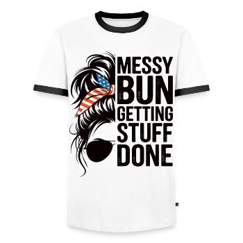 Unordentliches Brötchen Dinge erledigen Humor Putzen - Männer Kontrast-T-Shirt - Weiß/Schwarz - Vorne - AI Model Female 172 light (172cm) & AI Model Male 178 dark (178cm)
