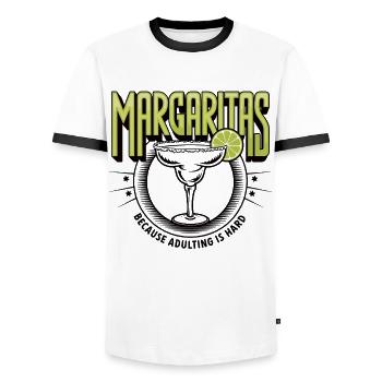 Margaritas, weil Erwachsenwerden schwer ist Lustiges Getränk - Männer Kontrast-T-Shirt - Weiß/Schwarz - Vorne - AI Model Female 172 light (172cm) & AI Model Male 178 dark (178cm)