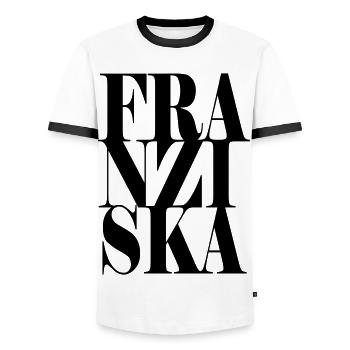 Franziska Nom Prénom Police moderne Word Art - T-shirt contrasté Homme - blanc/noir - Devant - AI Model Female 172 light (172cm) & AI Model Male 178 dark (178cm)