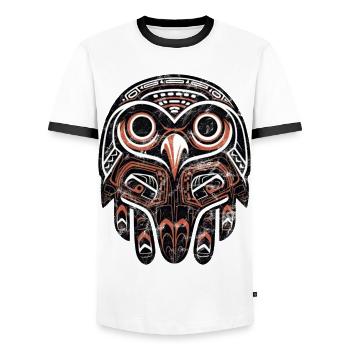 Eagle Haida Indian Symbol Bird Animal Totem Falcon - Men's Ringer Shirt - white/black - Front - AI Model Female 172 light (172cm) & AI Model Male 178 dark (178cm)