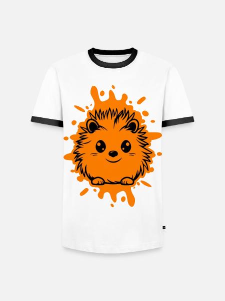 Hérisson, Animal, Bébé - T-shirt contrasté Homme - blanc/noir