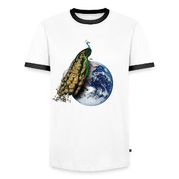 Eden above Earth | Pulau Kreasi (Black) - Men's Ringer Shirt - white/black - Front - AI Model Female 172 light (172cm) & AI Model Male 178 dark (178cm)