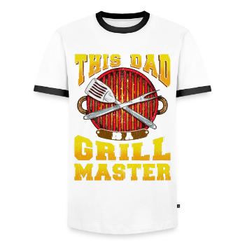 Grill papa barbecue cadeau de fête des pères - T-shirt contrasté Homme - blanc/noir - Devant - AI Model Female 172 light (172cm) & AI Model Male 178 dark (178cm)