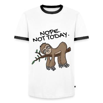 Sloth Nope not today - Men's Ringer Shirt - white/black - Front - AI Model Female 172 light (172cm) & AI Model Male 178 dark (178cm)