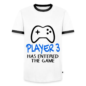 Player 3 has entered the game - Geburt Schwanger - Männer Kontrast-T-Shirt - Weiß/Schwarz - Vorne - AI Model Female 172 light (172cm) & AI Model Male 178 dark (178cm)
