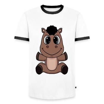 Pferd - Männer Kontrast-T-Shirt - Weiß/Schwarz - Vorne - AI Model Female 172 light (172cm) & AI Model Male 178 dark (178cm)