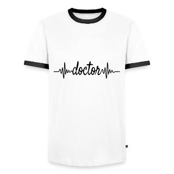 Heartbeat ECG Doctor Doctor Medicine Gift - Men's Ringer Shirt - white/black - Front - AI Model Female 172 light (172cm) & AI Model Male 178 dark (178cm)
