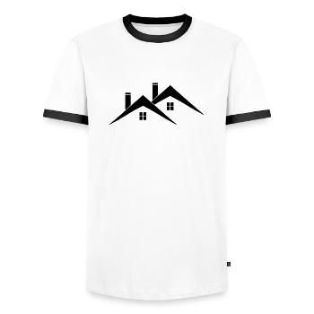 roof - Men's Ringer Shirt - white/black - Front - AI Model Female 172 light (172cm) & AI Model Male 178 dark (178cm)