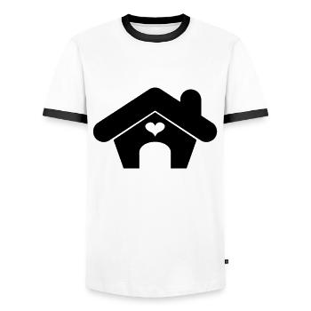 Maison avec coeur - T-shirt contrasté Homme - blanc/noir - Devant - AI Model Female 172 light (172cm) & AI Model Male 178 dark (178cm)