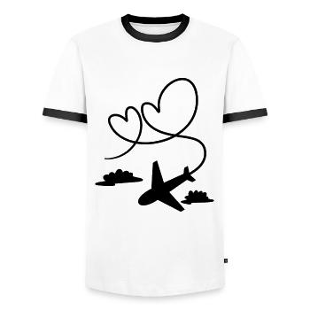 Flugzeug - Männer Kontrast-T-Shirt - Weiß/Schwarz - Vorne - AI Model Female 172 light (172cm) & AI Model Male 178 dark (178cm)
