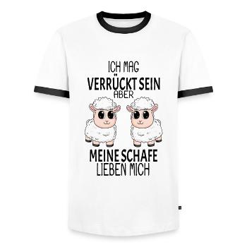 Schaf Schafe Spruch Geschenk - Männer Kontrast-T-Shirt - Weiß/Schwarz - Vorne - AI Model Female 172 light (172cm) & AI Model Male 178 dark (178cm)