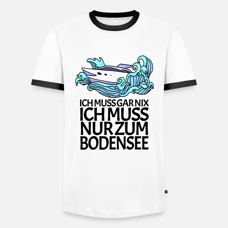 Bodensee - Männer Kontrast-T-Shirt - Weiß/Schwarz