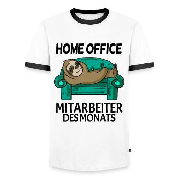Home Office Mitarbeiter des Monats Geschenk - Männer Kontrast-T-Shirt - Weiß/Schwarz - Vorne - AI Model Female 172 light (172cm) & AI Model Male 178 dark (178cm)