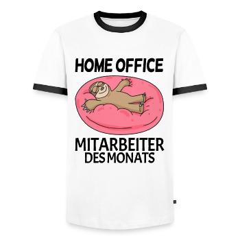 Mitarbeiter des Monats - Männer Kontrast-T-Shirt - Weiß/Schwarz - Vorne - AI Model Female 172 light (172cm) & AI Model Male 178 dark (178cm)