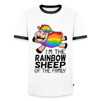 Regenbogen Schaf - LGBT Schaf Familie Geschenk - Männer Kontrast-T-Shirt - Weiß/Schwarz - Vorne - AI Model Female 172 light (172cm) & AI Model Male 178 dark (178cm)