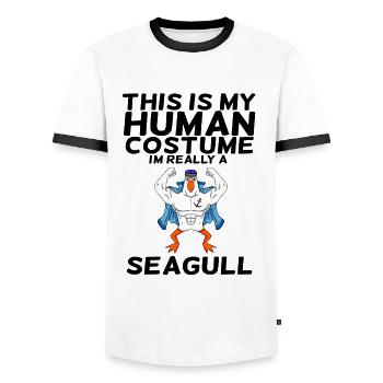La mouette - T-shirt contrasté Homme - blanc/noir - Devant - AI Model Female 172 light (172cm) & AI Model Male 178 dark (178cm)