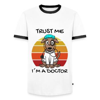 Veterinary Medicine Animal Veterinarian Gift - Men's Ringer Shirt - white/black - Front - AI Model Female 172 light (172cm) & AI Model Male 178 dark (178cm)