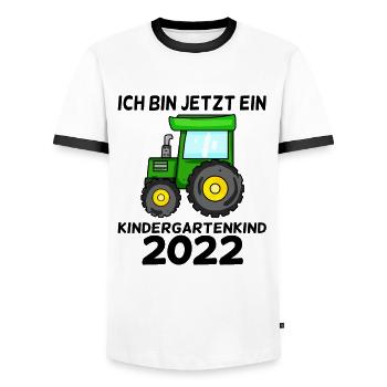 Kindergarten Kindergartenkind 2022 - Männer Kontrast-T-Shirt - Weiß/Schwarz - Vorne - AI Model Female 172 light (172cm) & AI Model Male 178 dark (178cm)