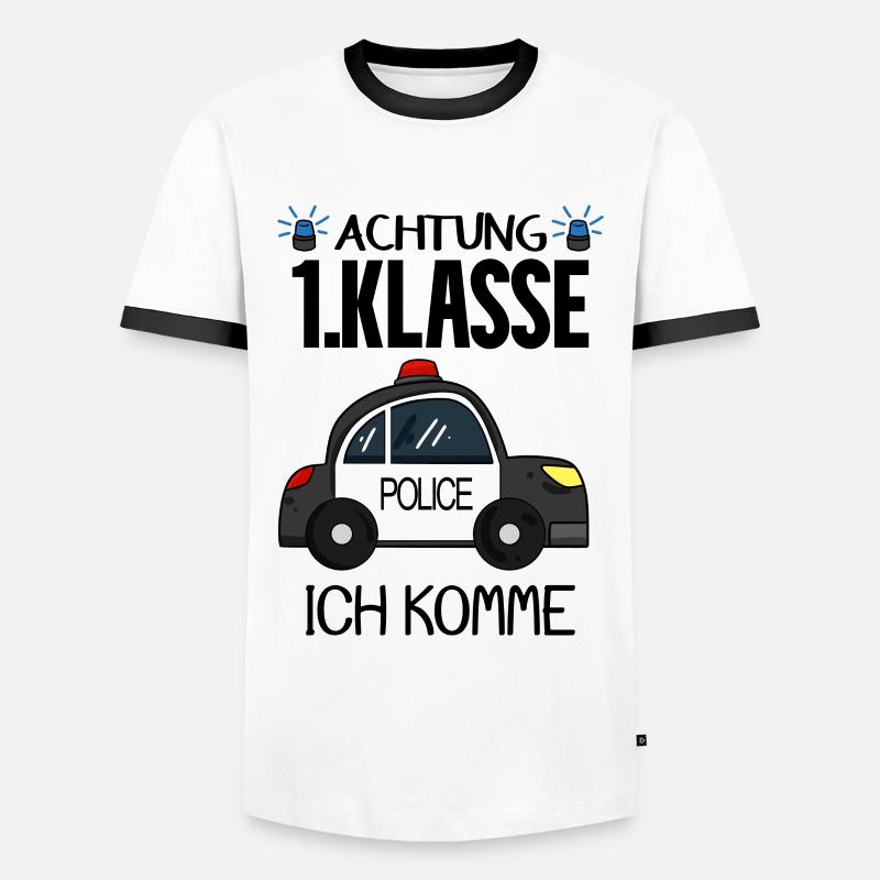 Einschulung Erste Klasse Junge - Männer Kontrast-T-Shirt - Weiß/Schwarz