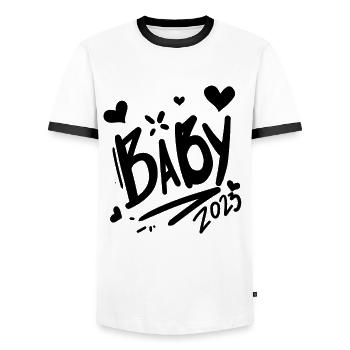 Baby 2023 - Neugeborenes 2023 Baby Geschenk - Männer Kontrast-T-Shirt - Weiß/Schwarz - Vorne - AI Model Female 172 light (172cm) & AI Model Male 178 dark (178cm)