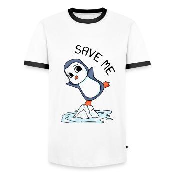 Environment Climate change Climate protection - Men's Ringer Shirt - white/black - Front - AI Model Female 172 light (172cm) & AI Model Male 178 dark (178cm)