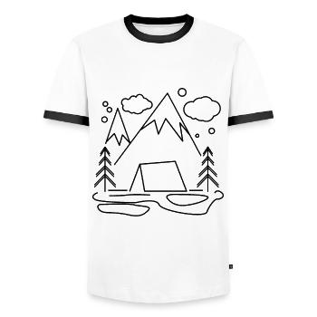 Berg Berge Wandern - Männer Kontrast-T-Shirt - Weiß/Schwarz - Vorne - AI Model Female 172 light (172cm) & AI Model Male 178 dark (178cm)