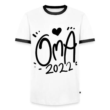 OMA 2022 - Männer Kontrast-T-Shirt - Weiß/Schwarz - Vorne - AI Model Female 172 light (172cm) & AI Model Male 178 dark (178cm)