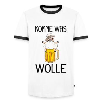 Schaf lustiger Spruch - Männer Kontrast-T-Shirt - Weiß/Schwarz - Vorne - AI Model Female 172 light (172cm) & AI Model Male 178 dark (178cm)
