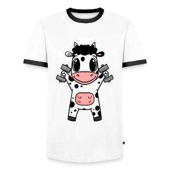 Kuh Fitness Motivation Gym Geschenk - Männer Kontrast-T-Shirt - Weiß/Schwarz - Vorne - AI Model Female 172 light (172cm) & AI Model Male 178 dark (178cm)