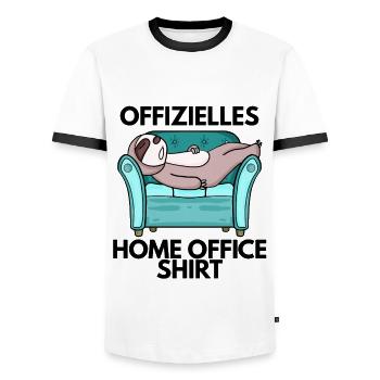 Home Office - Männer Kontrast-T-Shirt - Weiß/Schwarz - Vorne - AI Model Female 172 light (172cm) & AI Model Male 178 dark (178cm)